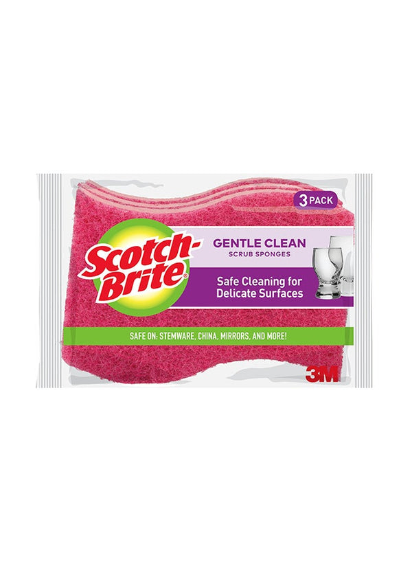 Scotch Brite Gentle Clean Scrub Sponges - Pink (3 Pieces)