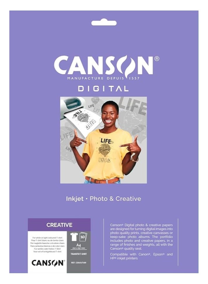 Canson Digital Creative T Shirt Transfer A4 10 Sheets