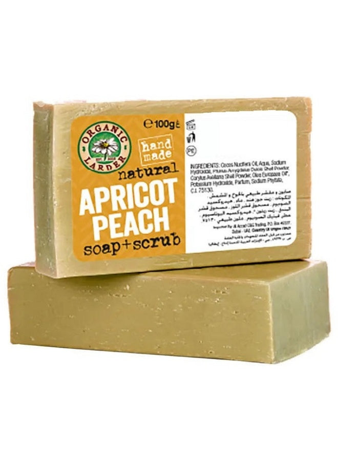 apricot peach, apricot peach soap, dead skin, natural apricot, natural apricot peach, oil aqua, olive oil, organic larder, peach soap, peach soap scrub, scrub 100g, skin soft, skincare, soap scrub, soap scrub 100g