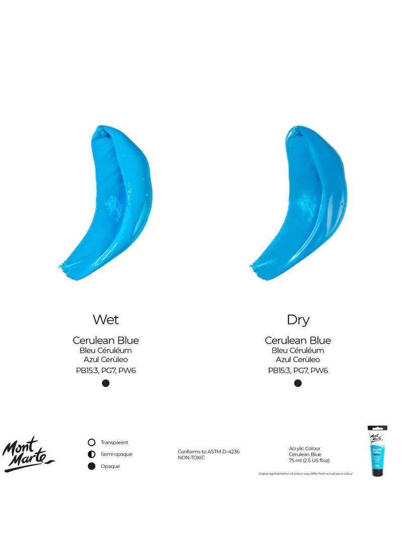 Mont Marte Cerulean Blue Acrylic Paint 75ML