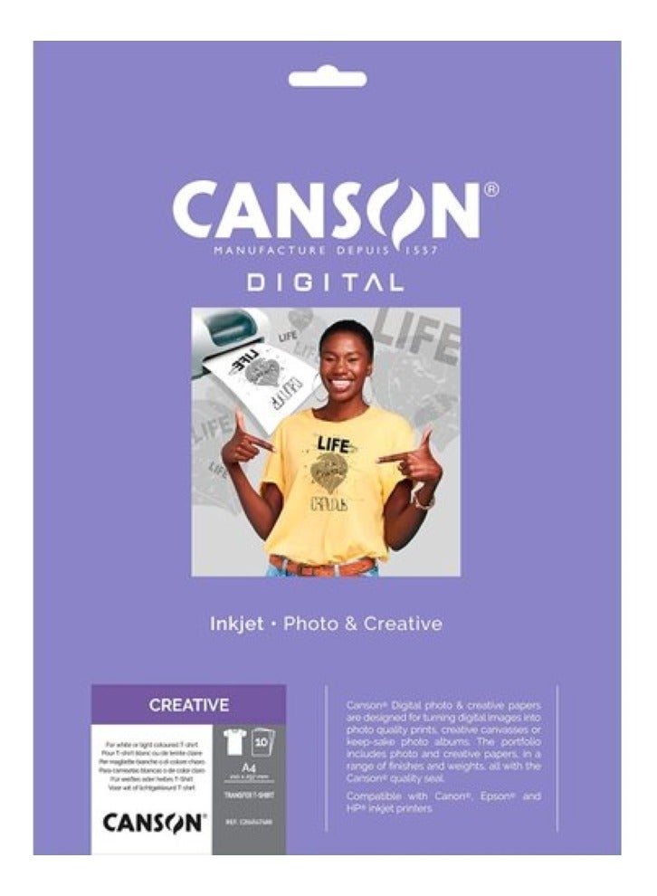 Canson Digital Creative T Shirt Transfer A4 10 Sheets