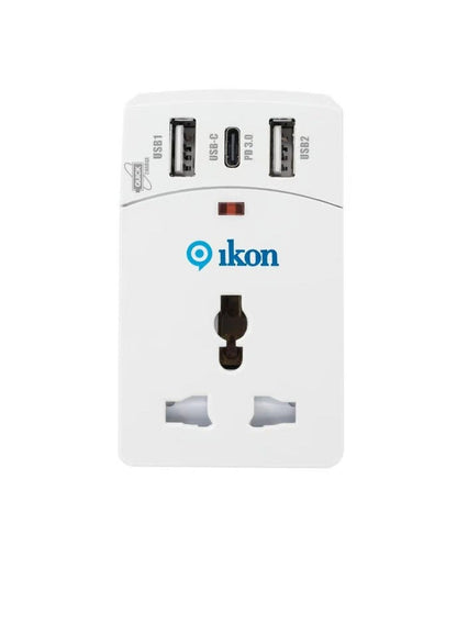 Ikon 3 Way Adapter with USB Ports