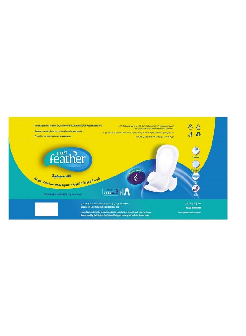 Feather Classic Sanitary Pads With Wings Normal 8 Pcs
