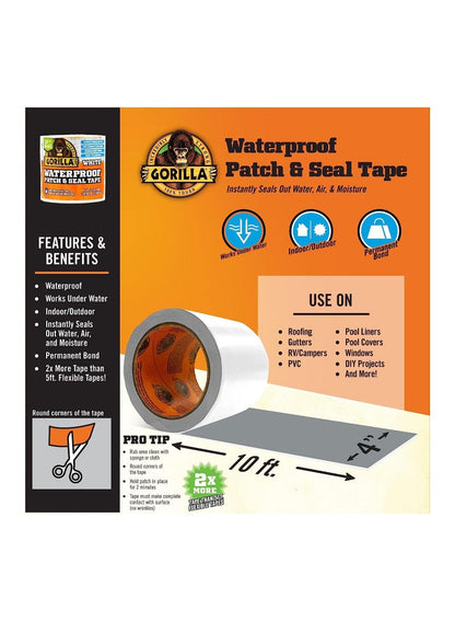 Gorilla Waterproof Patch & Seal Tape 4" X 10' White