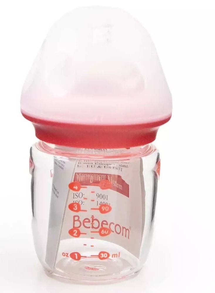 Bebecom Glass Feeding Bottle 120ML Pink