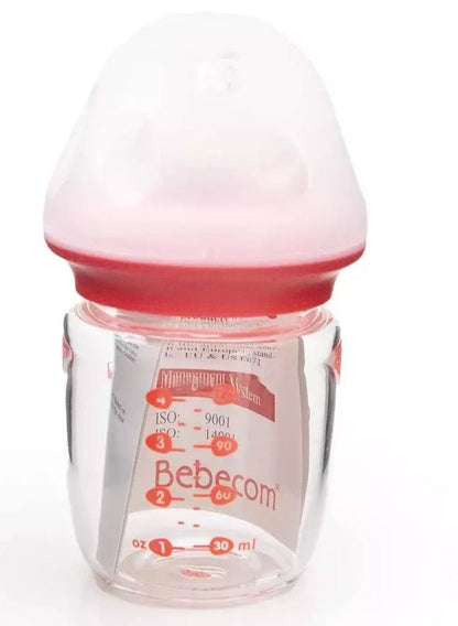 Bebecom Glass Feeding Bottle 120ML Pink