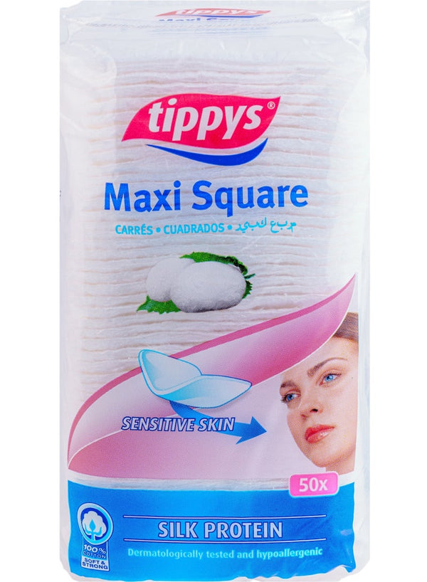 Tippys Maxi Square Silk Cotton Pads Pack of 50