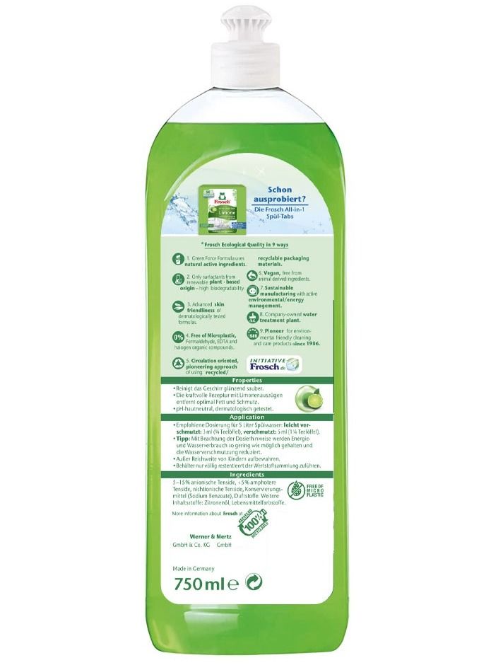 Frosch Dishwashing Liquid Green Lemon 750ml