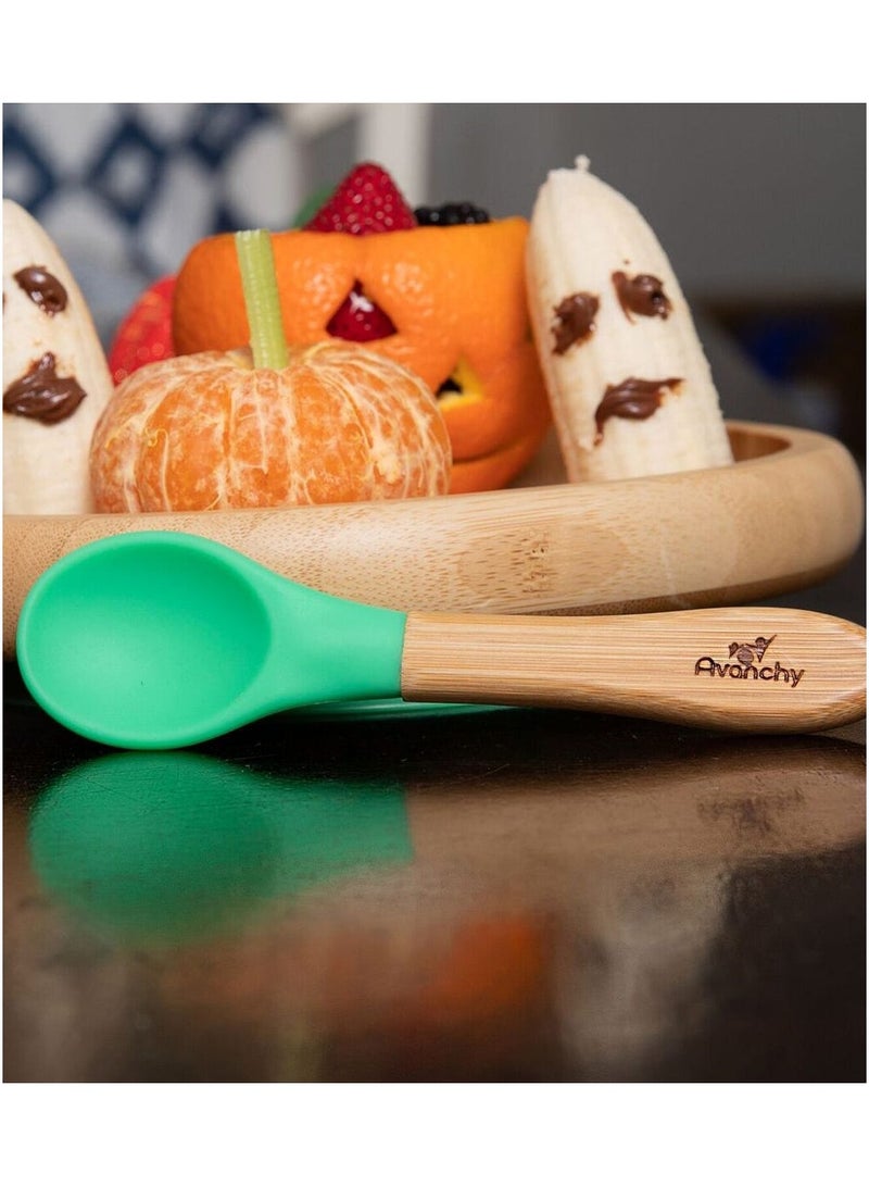 Avanchy Bamboo Suction Plate + Spoon Pink