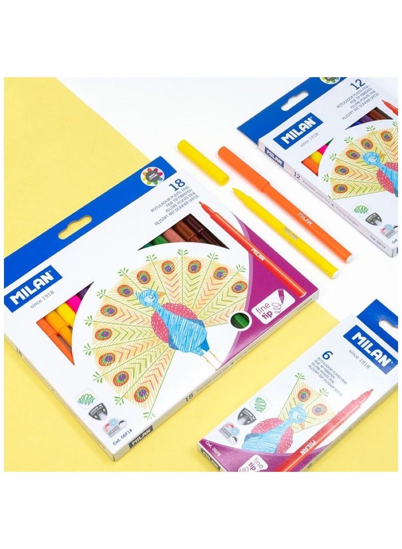 MILAN 18 Colors Fine Tip Fibrepens
