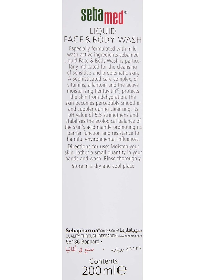 Sebamed Liquid Face & Body Wash Sensitive Skin 200ml
