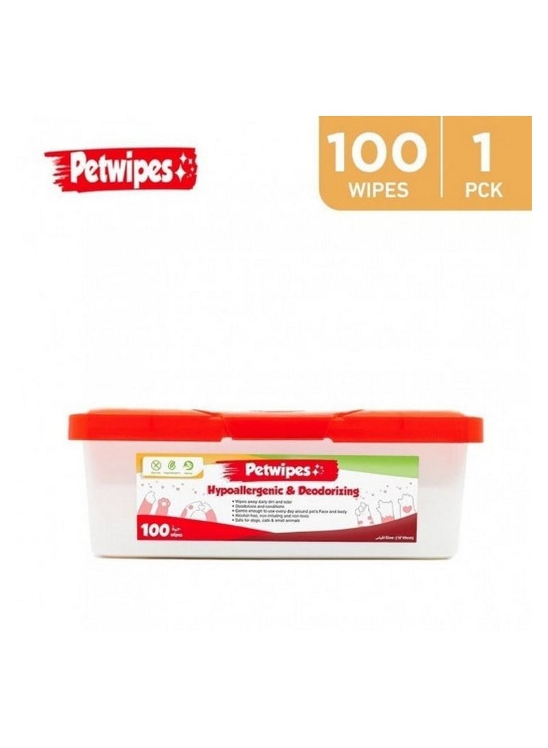 PETWIPES Hypoallergenic Deodorizing Wipes 100 Pcs