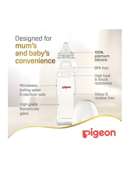Pigeon Softouch Wide Neck Glass Bottle - 240mL