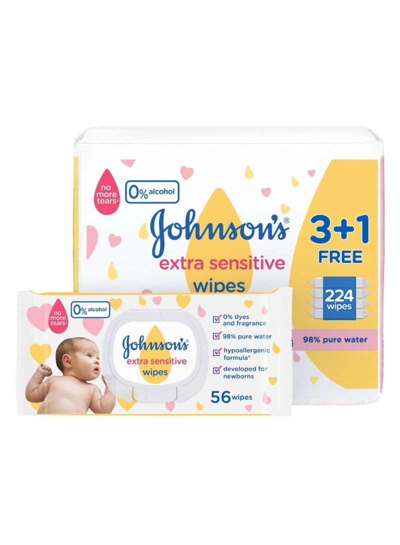 Johnson's Extra Sensitive 224 Wipes