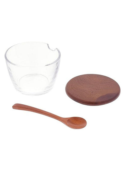 BILLI Condiment Tray Set with Wood Lid & Spoon