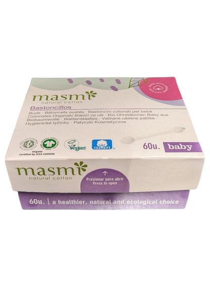 Masmi Baby Cotton Buds 60 Pack - Organic Safety