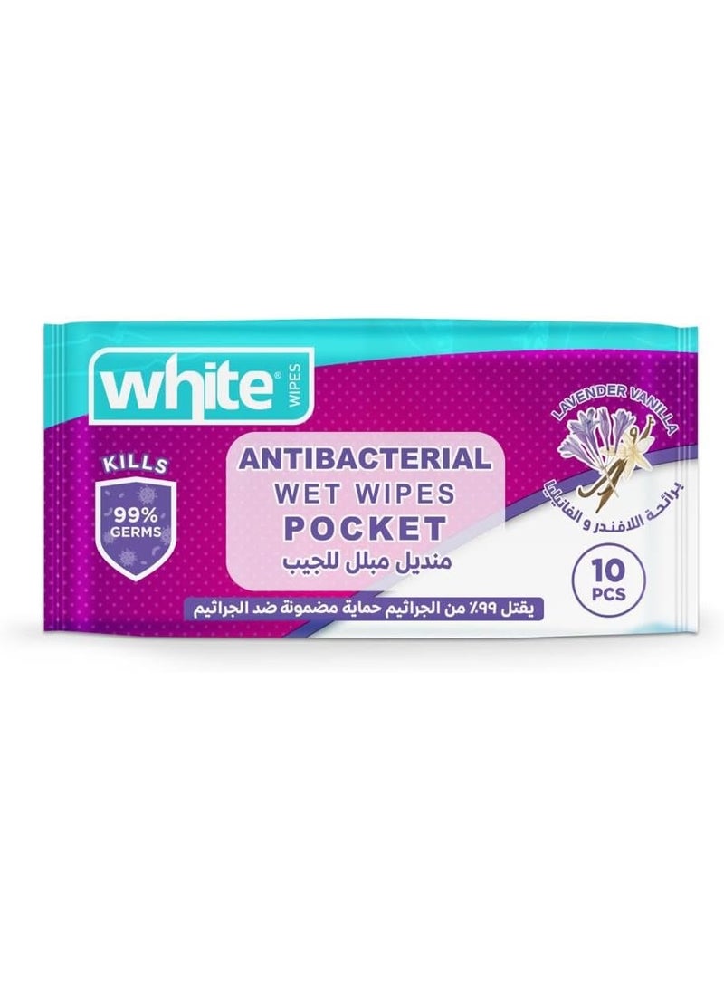 White TISSUES Anti-Bacterial Pocket Wipes - 10 Wipes