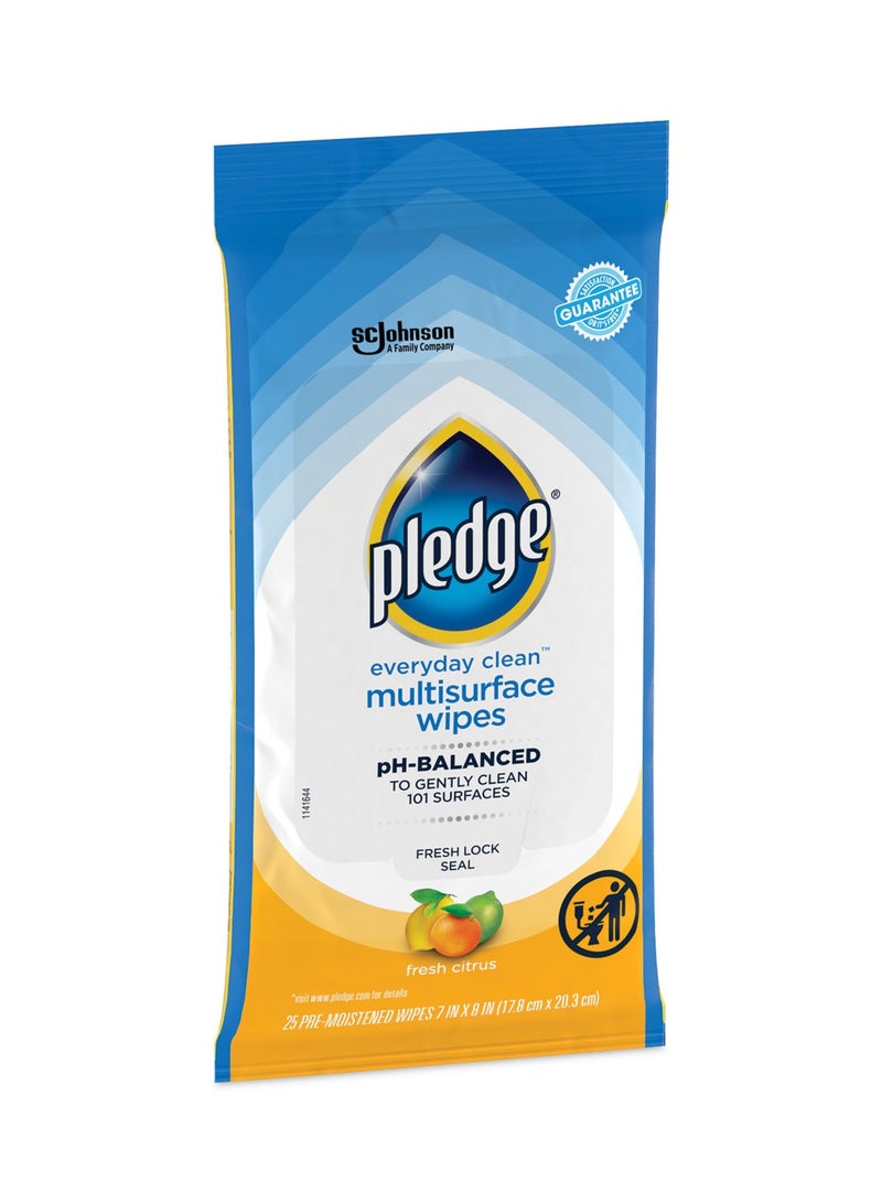 Pledge Multisurface Cleaner Wipes Fresh Citrus
