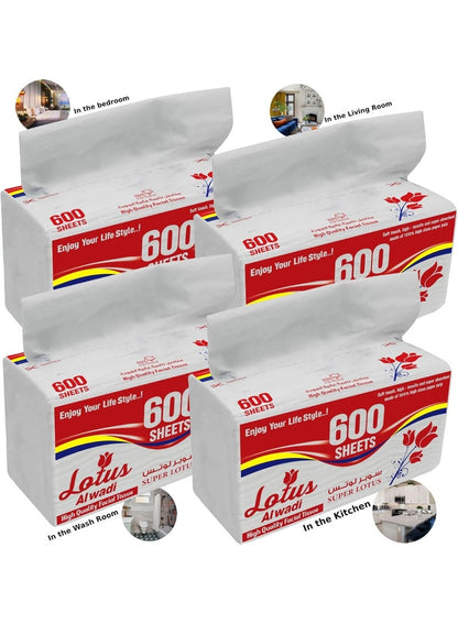 Lotus Alwadi Super Soft Facial Tissue 600 Sheets