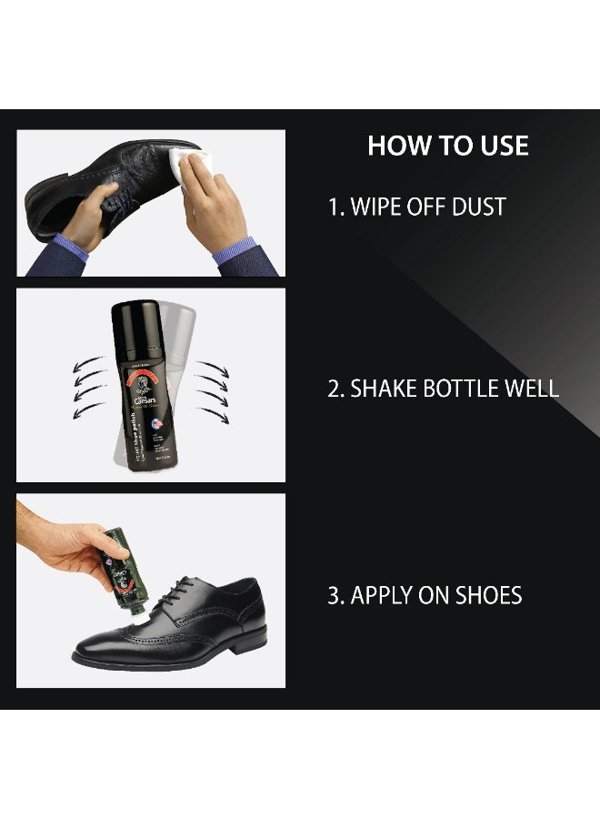 black shoe, black shoe polish, caesars liquid, caesars liquid black, cool dry, dutch & habro, gloss water, gloss water resistant, liquid black, liquid black shoe, shoe life, shoe polish, tear ease, water resistant