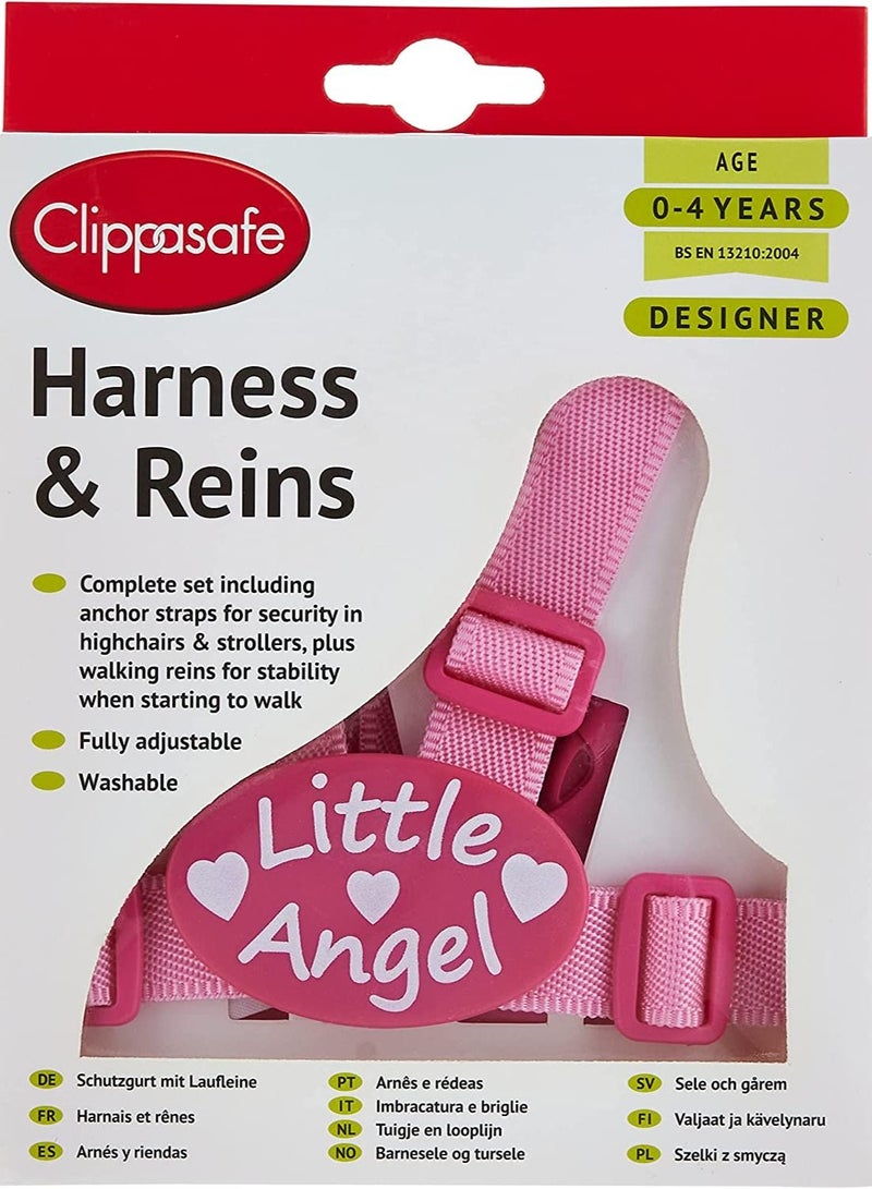Clippasafe Baby Safety Designer Harness & Reins Pink