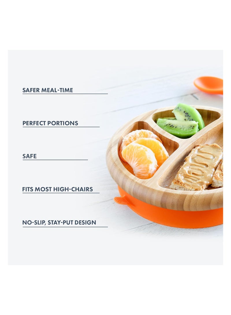 Avanchy Bamboo Suction Plate + Spoon Blue