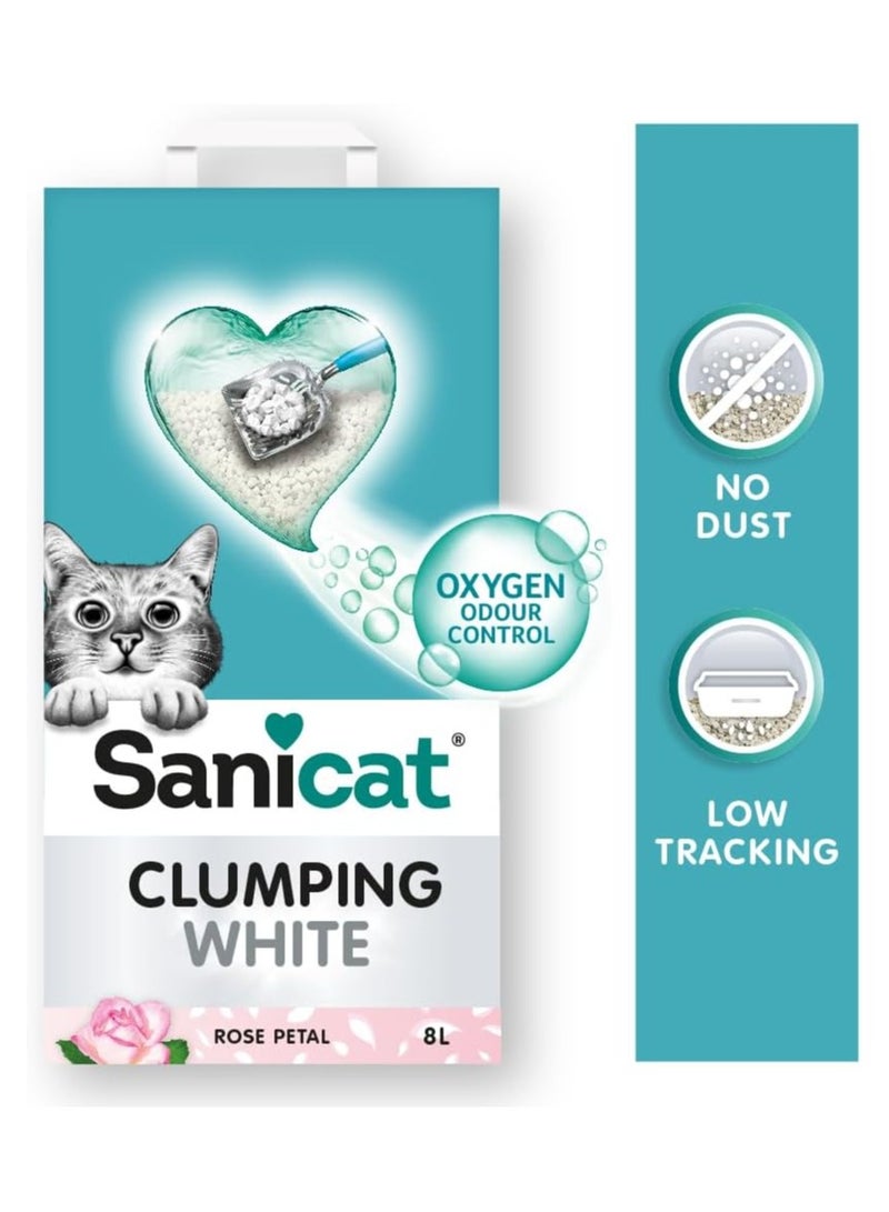 Sanicat White Clumping Cat Litter 8L Rose Petal Scent