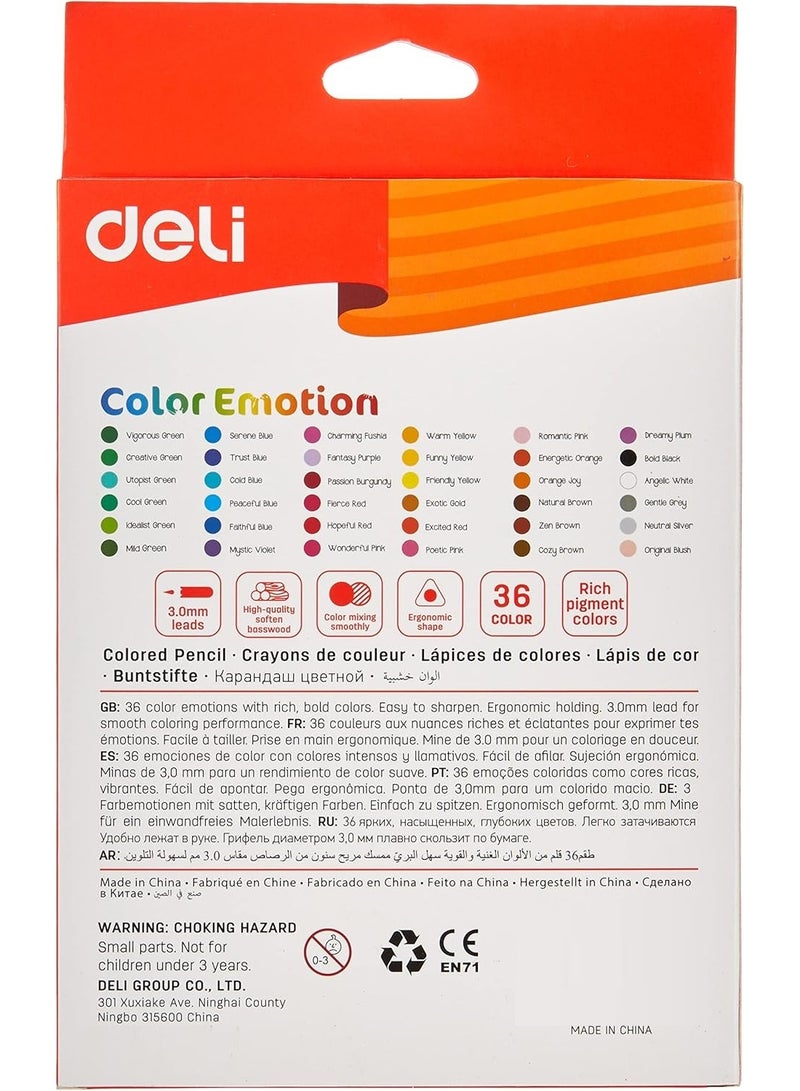 Deli Color Emotion Wooden Colored Pencils 36 Pieces