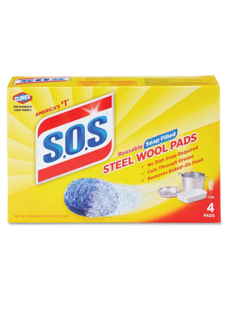 Clorox S.O.S Steel Wool Scrub Pad 4 Ct