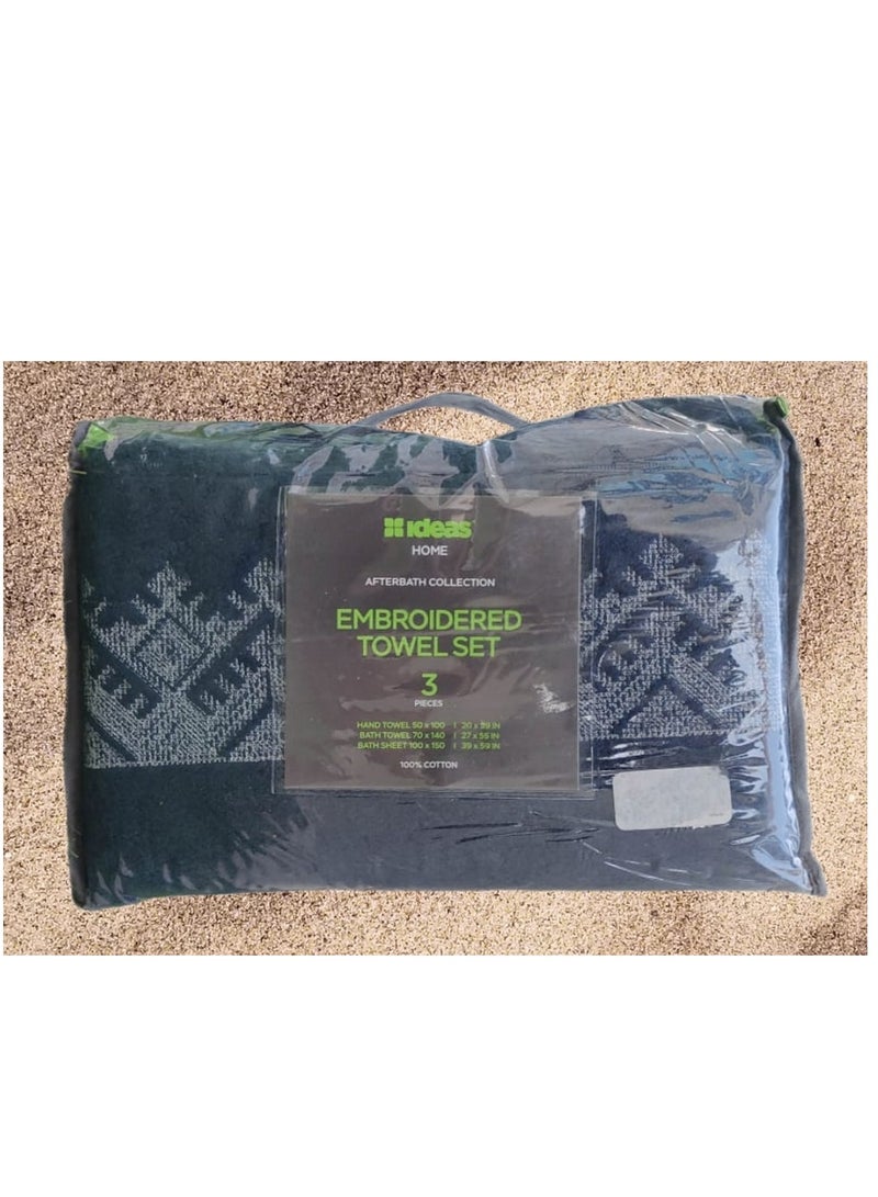 Ideas Crimson Combed Towel Set Blue - 3pcs