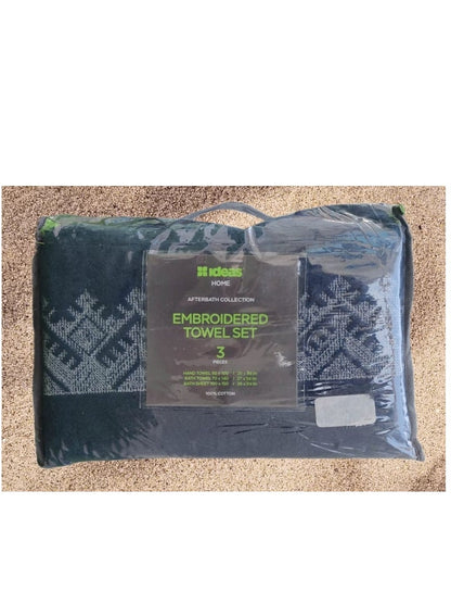 Ideas Crimson Combed Towel Set Blue - 3pcs