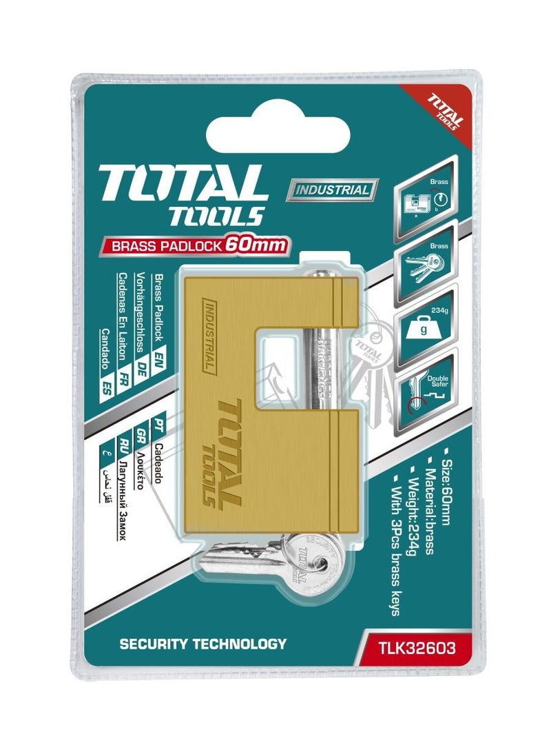 TOTAL Solid Brass Padlock 60 MM - Premium Security