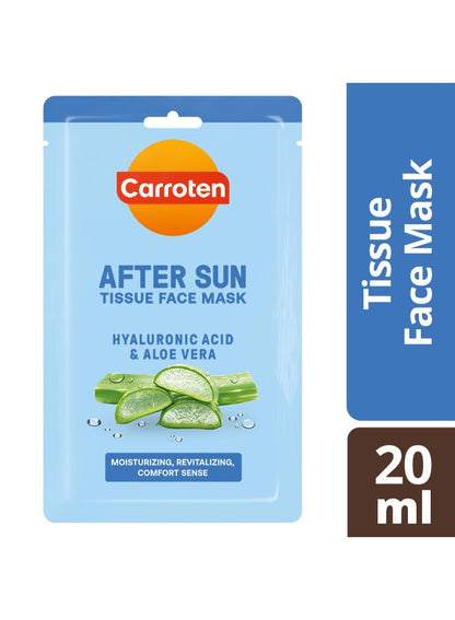 aloe vera, calm sun, carroten, cool dry, face mask, face mask 20ml, mask 20ml, multi purpose, skincare, sun care, sun face, sun tissue, sun tissue face, tissue face, tissue face mask