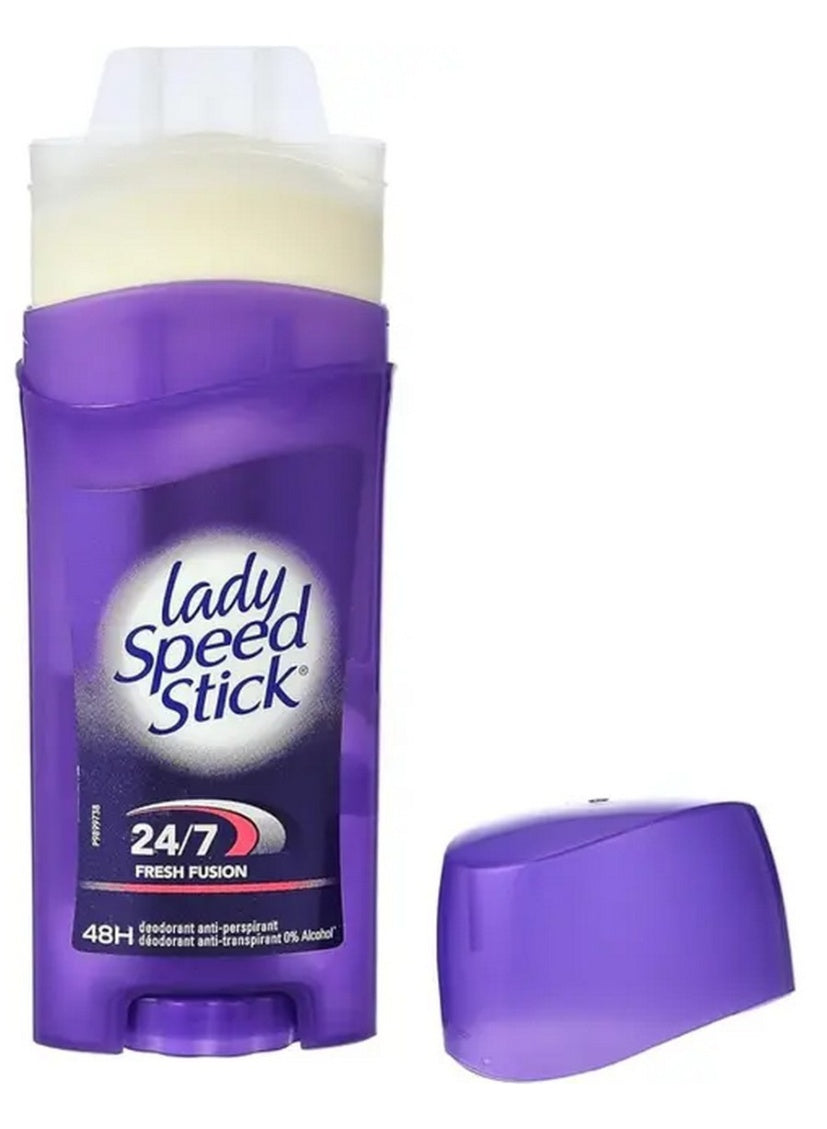 24 7 fresh, 24 7 fresh fusion, body odor, cool dry, deodorant 65g, four hour, fresh dry, fresh fusion, fresh fusion deodorant, fusion deodorant, fusion deodorant 65g, lady speed stick, name 24 7, odor free, quick dry
