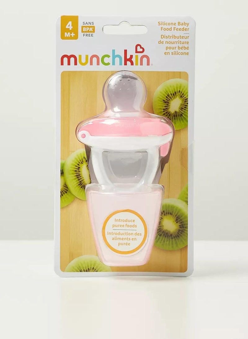 Munchkin Silicone Baby Food Feeder With Cover Pink
