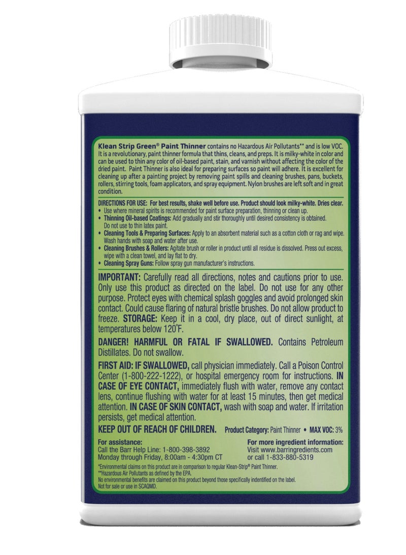 Klean Strip Slow To Dissolve Paint Thinner 946 ML