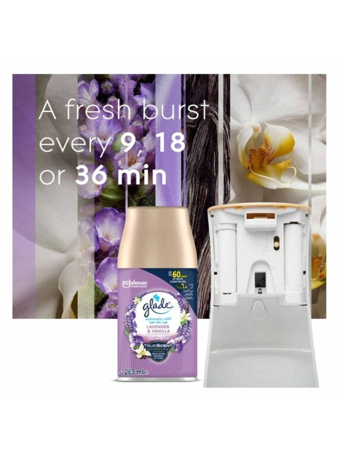 automatic freshness, automatic spray, automatic spray holder, busy day, cozy space, freshener upto, glade, home glade, lavender vanilla, lavender vanilla freshener, order now, spray holder, vanilla freshener, vanilla freshener upto, warm amber