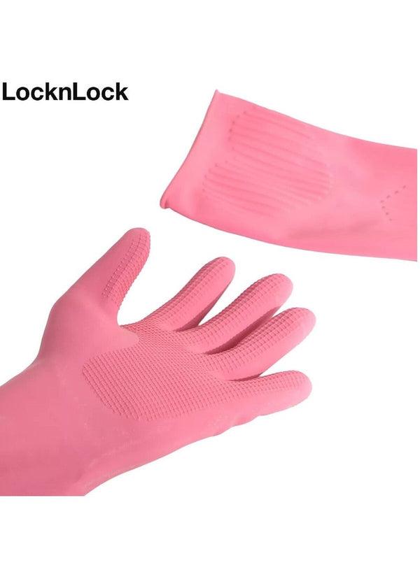LocknLock Pink Rubber Gloves 39 cm Large