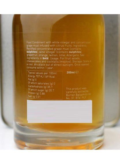 Citrus White Balsamic Vinegar 200 ML - Burren Balsamics