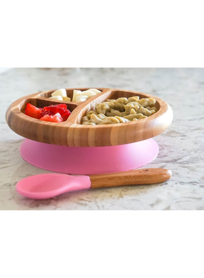 Avanchy Bamboo Suction Plate + Spoon Blue