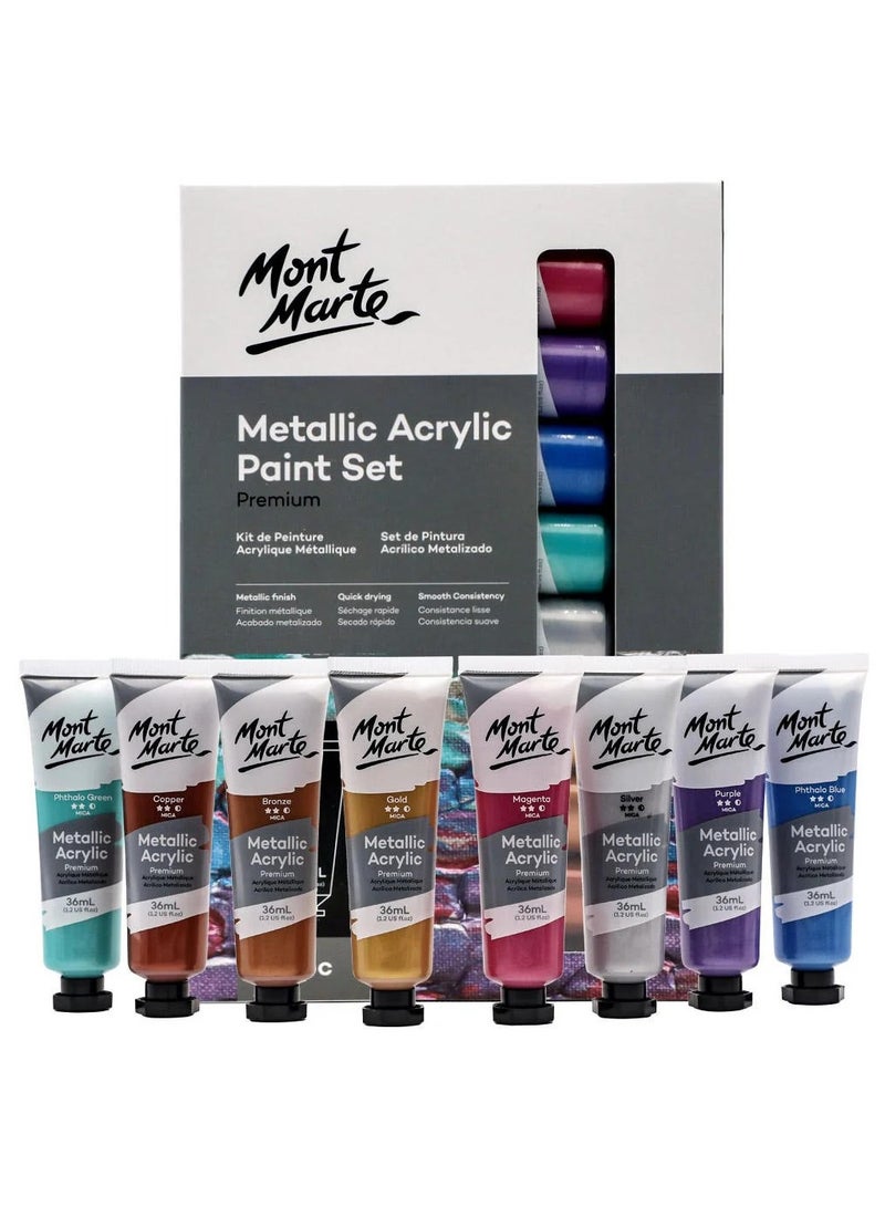 Mont Marte Metallic Acrylic Paint Set - 8 Piece