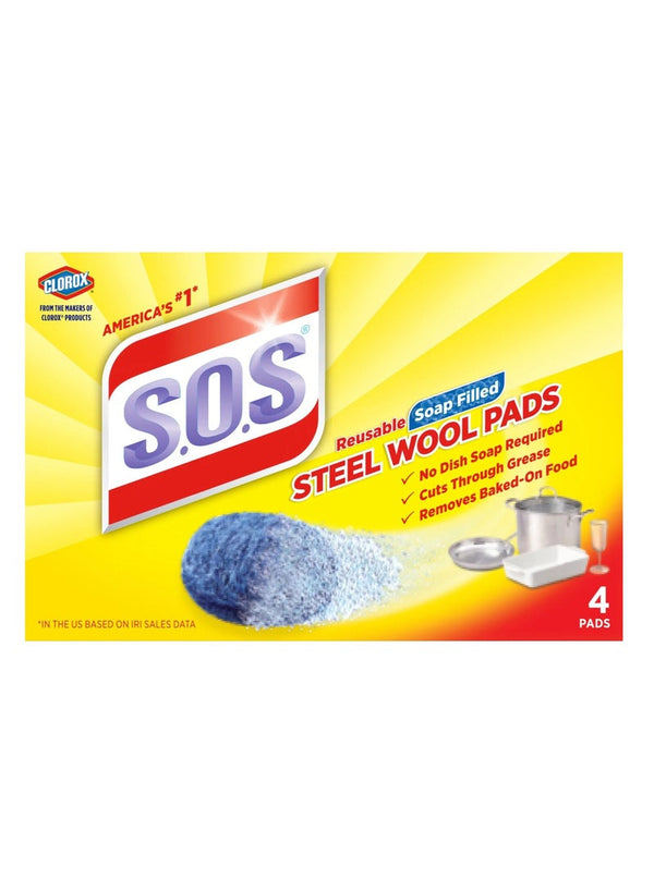 Clorox S.O.S Steel Wool Scrub Pad 4 Ct