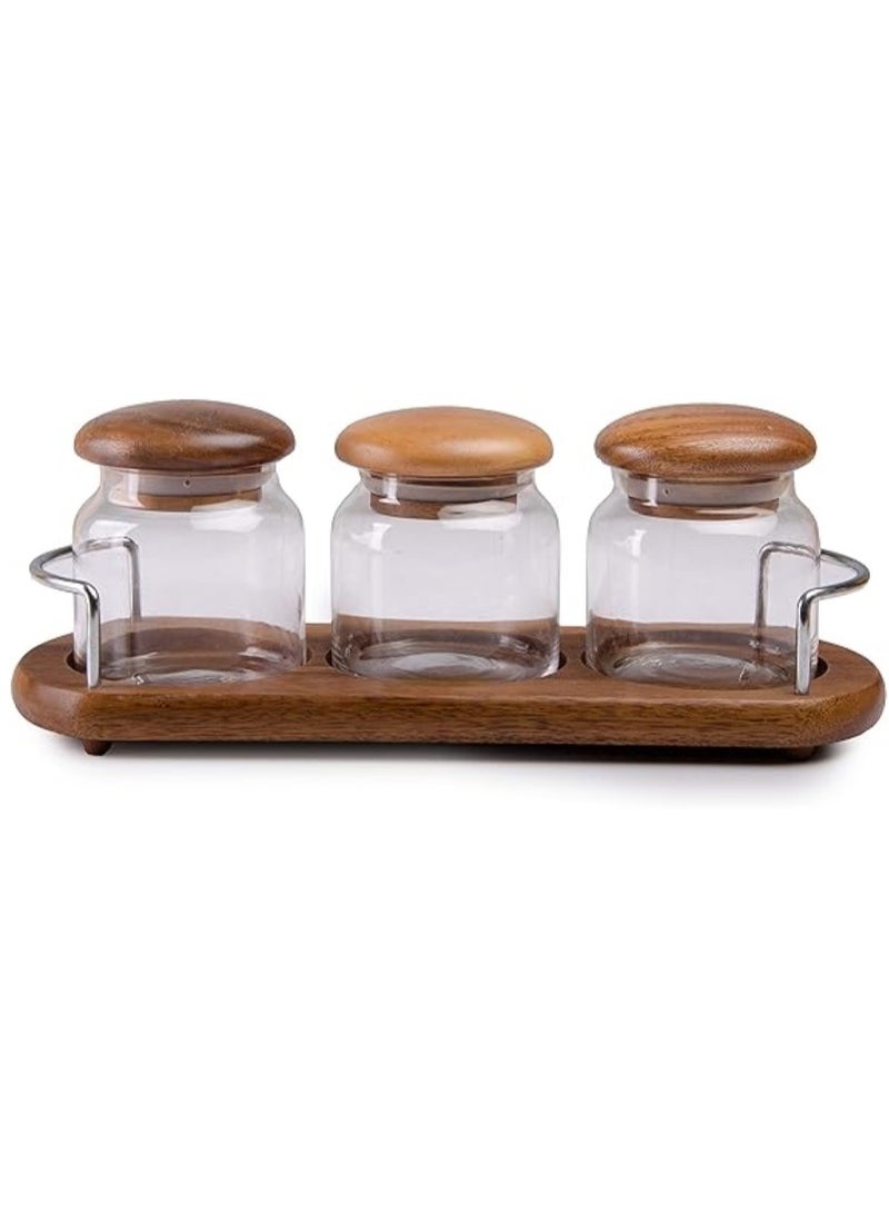 BILLI 3 Pieces Glass Canister Set with Tray