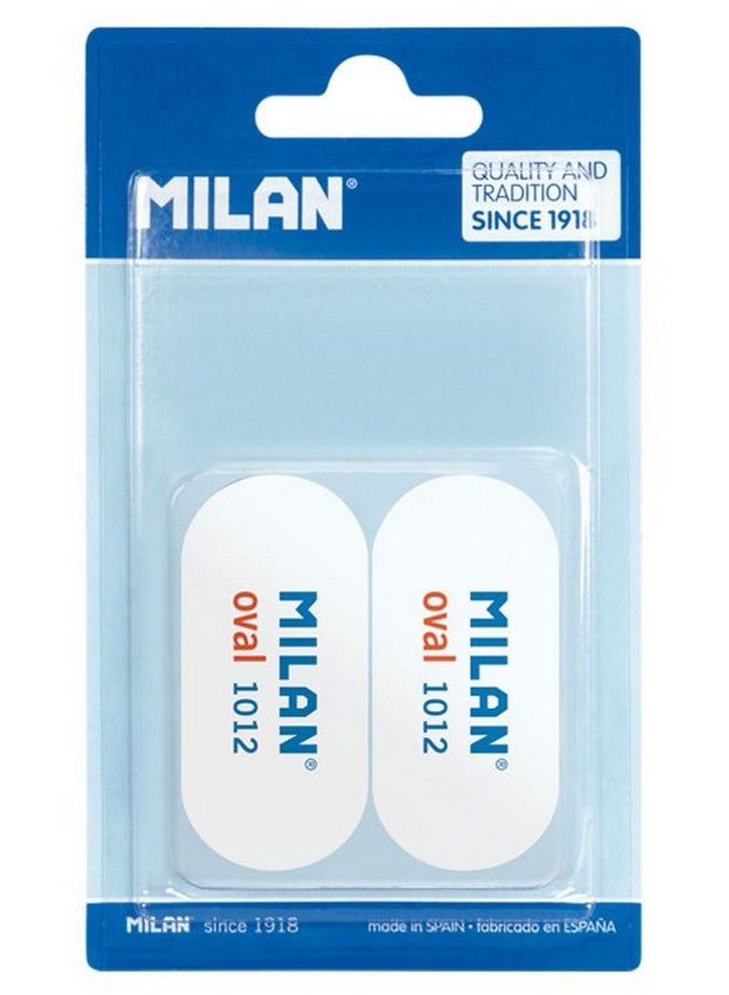 Milan Blister Pack 2 Oval 1012 Erasers