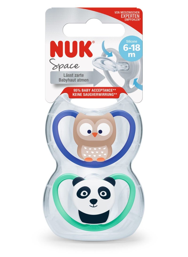 NUK Space Night Silicone Soother 6-18M 2 Pack