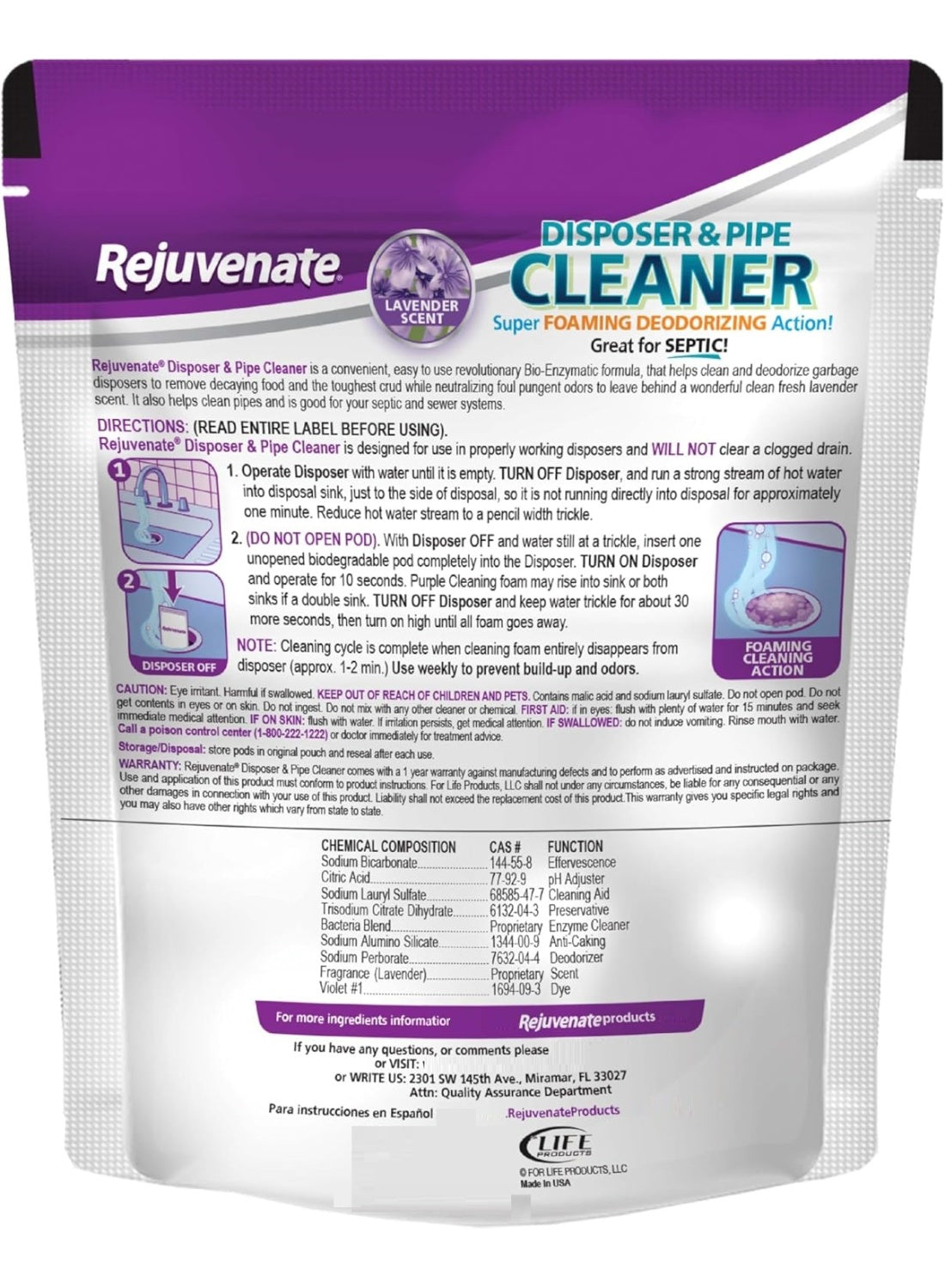 bio-enzymatic formula, clean fresh, clean fresh disposal, cleaner pods, disposal cleaner, food waste, fresh disposal, lavender-scented disposal, leftover food, leftover food waste, pipe cleaner, pipe cleaner pods, pods lavender-scented, rejuvenate, remove
