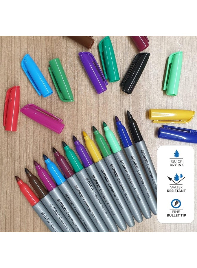 Maxi Creative Permanent Markers 36 Assorted Colours