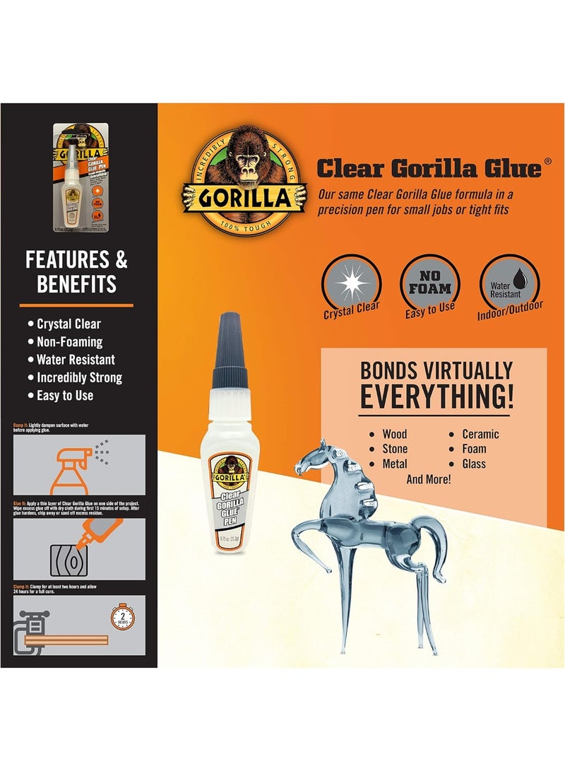 Gorilla Clear Glue Pen 21.2G - Precision Adhesive