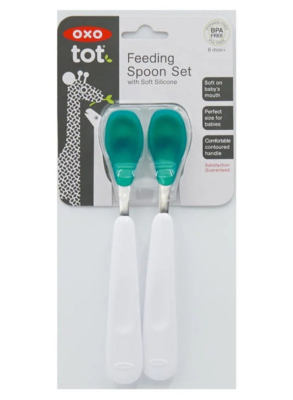OXO Tot Feeding Spoon Set - Soft Silicone Teal