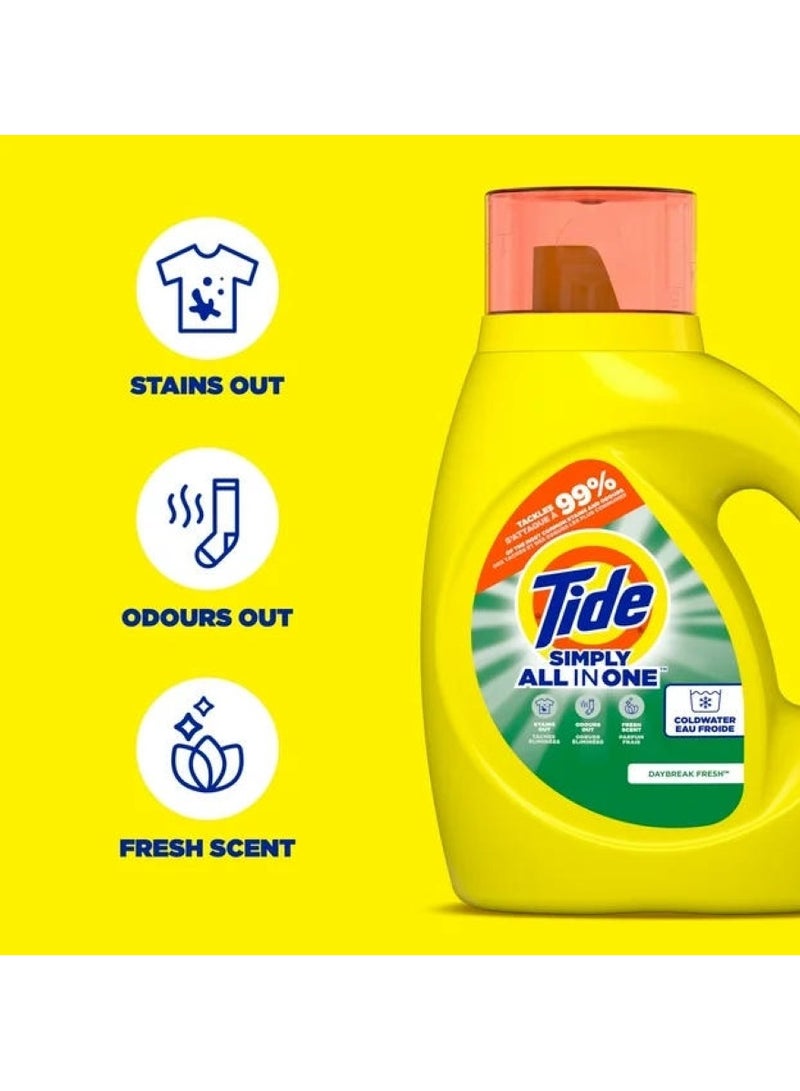 Tide Simply All In One Liquid Laundry Detergent 64 Loads Daybreak Fresh 2.72 L